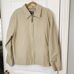 Andrew Marc Men's Full Zip Lightweight Casual Summer Zip Khaki Jacket
